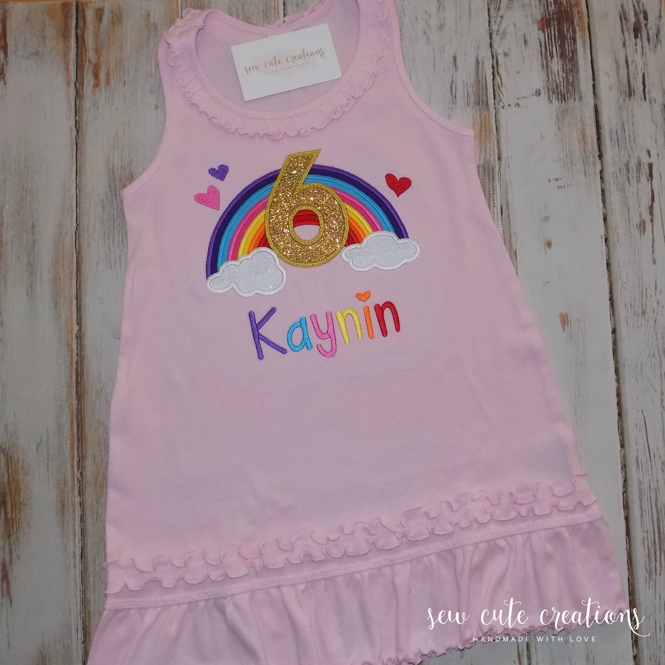 Rainbow birthday dress Rainbow birthday outfit Over the | Etsy