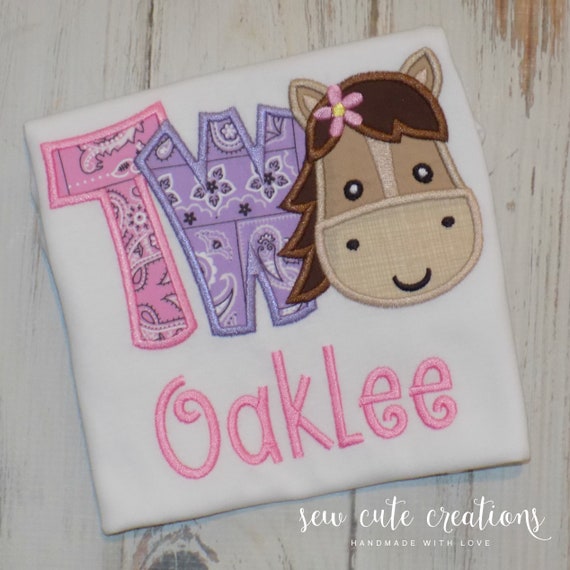 Horse 2nd birthday shirt for boys or girls - 2nd birthday farm birthday outfit - TWO horse boy or girl birthday - Sew cute creations Il_570xn
