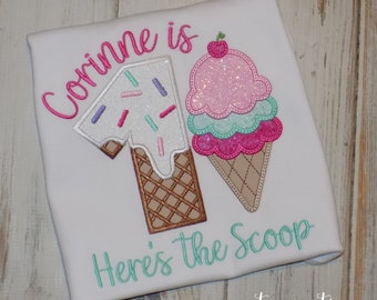 Scoops of fun Ice Cream First Birthday shirt, Here's the scoop 1st birthday, one scoop of fun, One Ice Cream Party, Sew Cute Creations