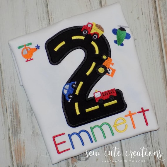 Transportation Birthday shirt - Transportation birthday outfit - Trucks Cars Planes - Things that Go - 2nd 3rd birthday - sew cute creations Il_570xn