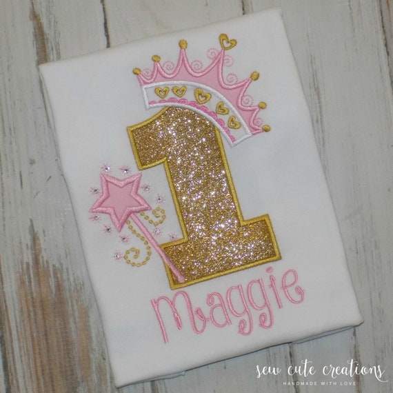 Princess birthday shirt - Princess Birthday outfit - Number crown - 1st 2nd 3rd 4th birthday - Glitter princess - Sew cute creations Il_570xn