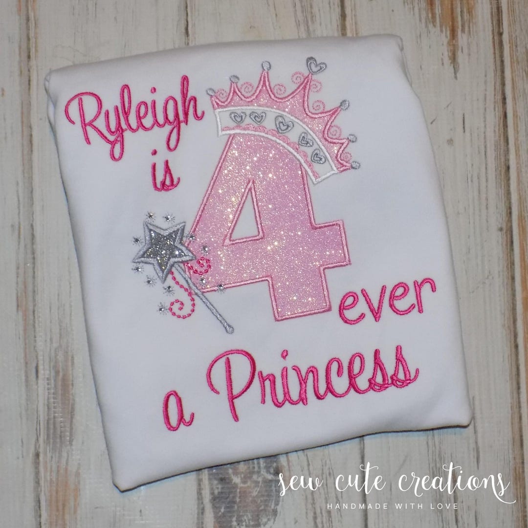 Four Ever a Princess 4th Birthday Shirt, Personalized Custom ...