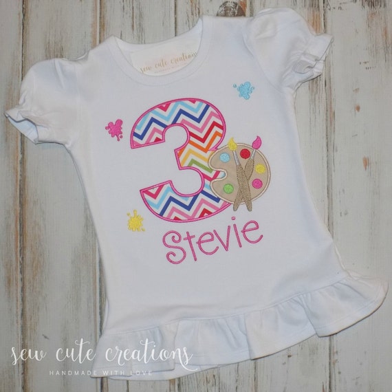 Paint Birthday shirt for girls - Paint birthday outfit - Painting party - Artist birthday - Paint Palette - Sew Cute Creations Il_570xn