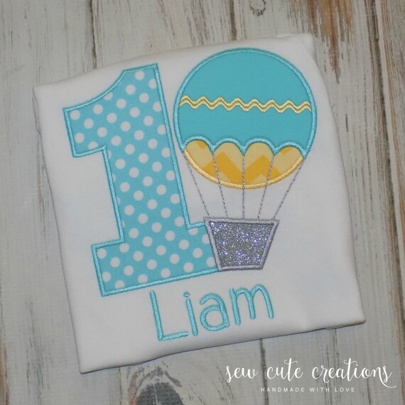 Hot Air Balloon Birthday Shirt for boys or girls - Hot Air Balloon birthday outfit - 1st 2nd 3rd birthday - Sew Cute Creations Il_570xn