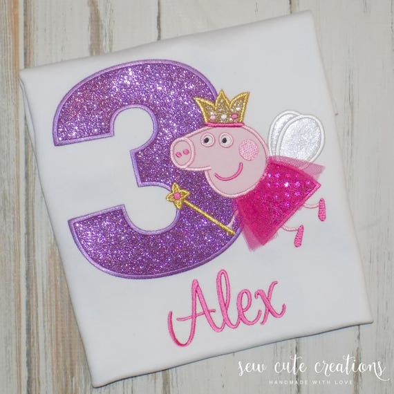 Peppa Pig Birthday shirt Personalized - Peppa Pig birthday outfit - Peppa Pig Fairy - 2nd 3rd 4th 5th birthday - Sew cute creations Il_570xn