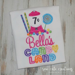 Candyland Birthday Shirt, Candyland party outfit, Candy shirt, Sweet shoppe, 1st 2nd 3rd 4th 5th 6th 7th 8th birthday, Sew cute creations