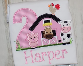 Farm birthday shirt boy girl, Farm party outfit, Barn Farm animals, 1st 2nd 3rd 4th 5th 6th Birthday, Sew cute creations