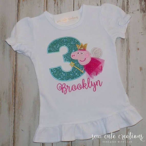 Peppa Pig Birthday shirt - Peppa Pig birthday outfit - Peppa Pig Fairy outfit - Peppa pig party - Sew cute creations Il_570xn