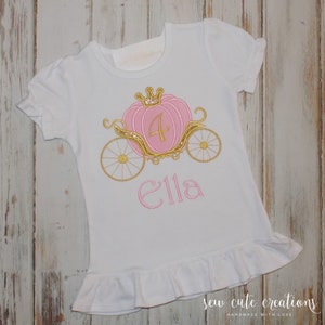 Princess Carriage Birthday Shirt, Princess Party outfit, 1st 2nd 3rd 4th 5th 6th 7th 8th 9th birthday, Sew Cute Creations image 2