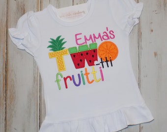 Two tti Fruitti Birthday shirt, Second birthday, Tutti Frutti party outfit, Tutti Fruitti, 2nd birthday, Sew Cute Creations