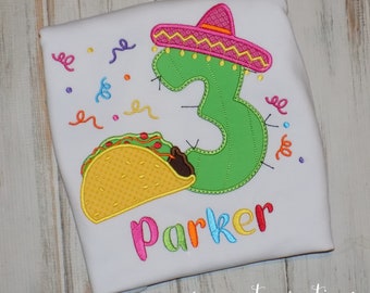 Fiesta birthday shirt, 3 Esta party outfit, Taco Two sday, 3 esta, Cactus number, 1st 2nd 3rd 4th birthday, Sew Cute Creations