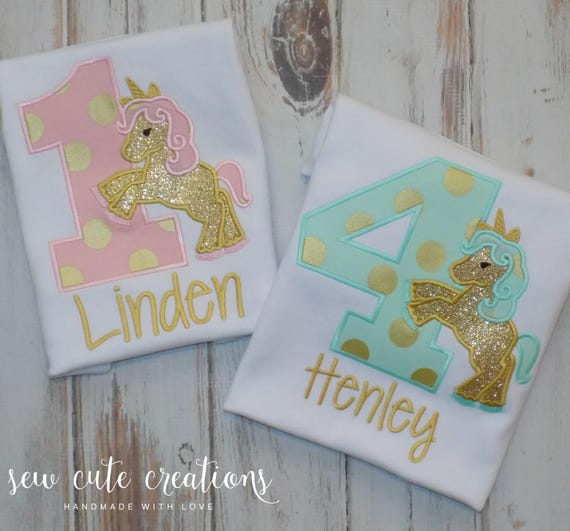 Unicorn girl birthday shirt personalized - Rainbow Unicorn birthday outfit - Glitter unicorn - 1st 2nd 3rd 5th birthday - Sew Cute Creations Il_570xn