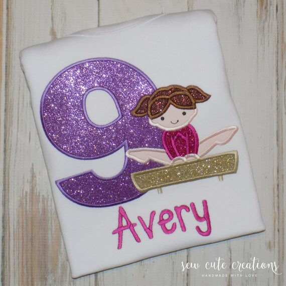 Gymnastics Birthday shirt, Gymnastics birthday outfit, balance beam, 3rd 4th birthday, 5th 6th birthday, 7th birthday, Sew cute creations Il_570xn