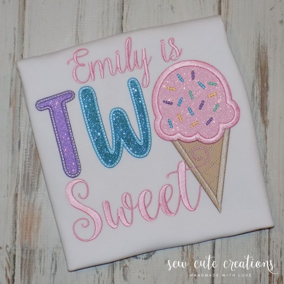 Two Sweet Ice Cream birthday shirt - TWO Sweet Ice Cream birthday outfit - Ice Cream 2nd birthday - Second birthday - Sew Cute Creations Il_570xn