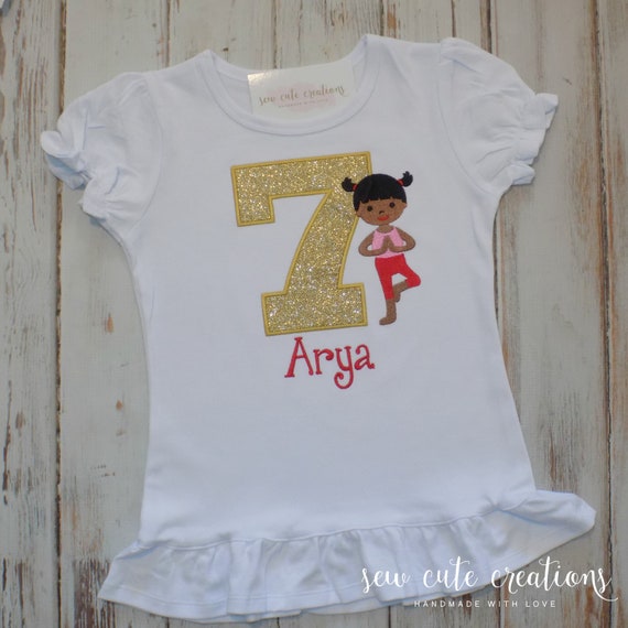 Yoga birthday shirt for girls - Tree Pose Yoga birthday outfit - Yoga party - 4th 5th 6th birthday - 7th 8th birthday - Sew Cute Creations Il_570xn