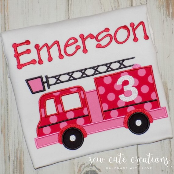 Firetruck birthday Shirt boys or girls, Fire truck Birthday outfit, Fire engine, 1st 2nd birthday, 3rd 4th 5th birthday, Sew cute creations Il_570xn