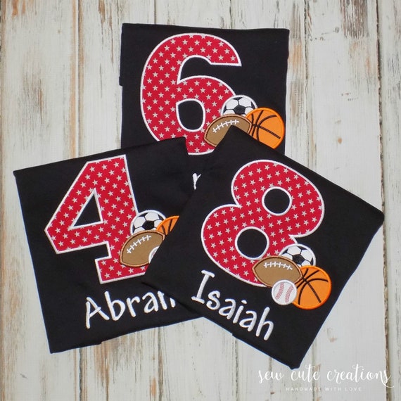 Sports birthday shirt - Sports birthday outfit - Athlete birthday - football, baseball, basketball, soccer birthday - sew cute creations Il_570xn