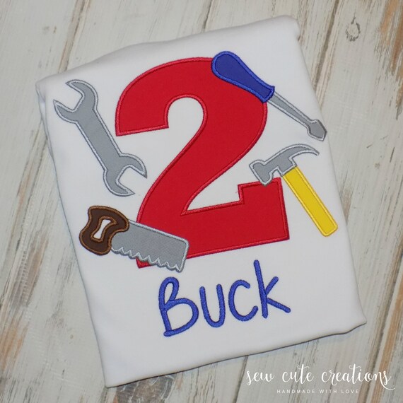 Construction Birthday shirt for boys or girls - Construction Birthday outfit - Construction tools - hammer, saw, wrench - sew cute creations Il_570xn