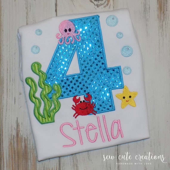 Under the Sea Birthday Shirt for boys or girls - Sea Creatures Birthday outfit - Aquarium birthday - Beach birthday - sew cute creations Il_570xn