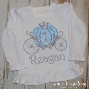 Princess Carriage Birthday Shirt, Princess Party outfit, 1st 2nd 3rd 4th 5th 6th 7th 8th 9th birthday, Sew Cute Creations image 3