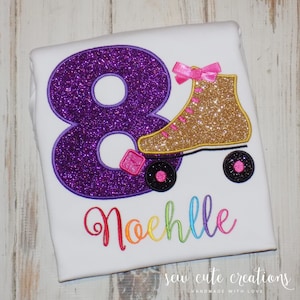 Roller Skate Birthday shirt, Roller Skate birthday outfit, Skate Party outfit, 5th 6th birthday, 7th 8th 9th birthday, Sew cute Creations