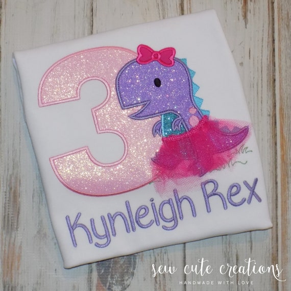 Three Rex T Rex Girl Dinosaur Birthday Shirt, TRex party outfit, T Rex Dinosaur tutu, 2nd 3rd 4th 5th 6th birthday, Sew cute creations Il_570xn