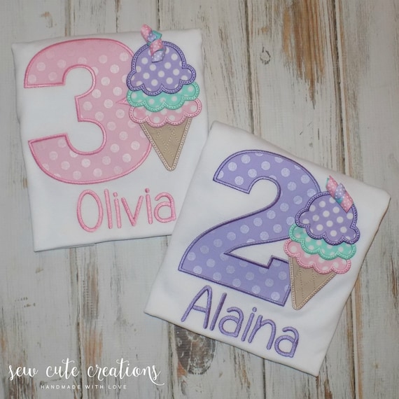 Ice Cream Birthday shirt - Ice Cream Birthday outfit - Ice Cream Cone - 1st 2nd birthday - 3rd 4th 5th 6th birthday - Sew Cute Creations Il_570xn