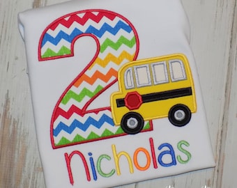 School Bus birthday shirt, School bus party outfit, Wheels on the Bus, 1st 2nd 3rd 4th birthday, Sew cute Creations