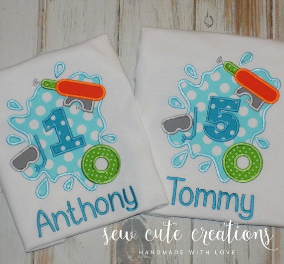 Pool Party Birthday Shirt for boys or girls - Splash Birthday - Water Gun - Pool party - 2nd 3rd 4th 5th 6th birthday - sew cute creations Il_570xn