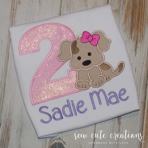 Puppy Birthday Shirt for Boys or Girls, Dog Pawty birthday, 1st through 9th birthday Tee, Sew cute creations