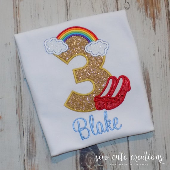 Wizard of Oz birthday shirt - Wizard of Oz birthday outfit - Over the Rainbow - Ruby Slippers - 1st 2nd 3rd birthday - sew cute creations Il_570xn