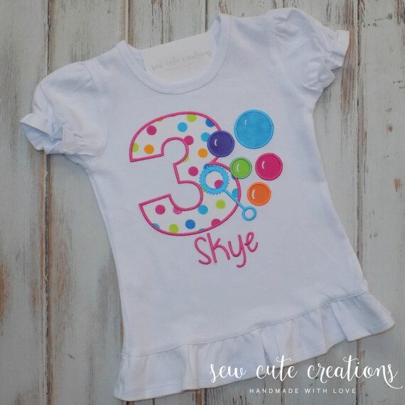 Bubbles Birthday Shirt for girls - Bubbles Birthday outfit - 1st birthday - 2nd birthday - 3rd 4th 5th birthday - Sew cute creations Il_570xn