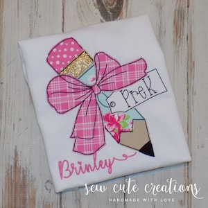 Back to school pencil shirt, Custom Embroidered top, Sew Cute Creations