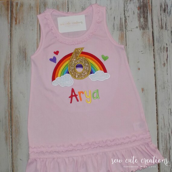 Rainbow birthday dress - Rainbow birthday outfit - Over the Rainbow - glitter rainbow - Wizard of Oz - Sew Cute Creations Il_570xn