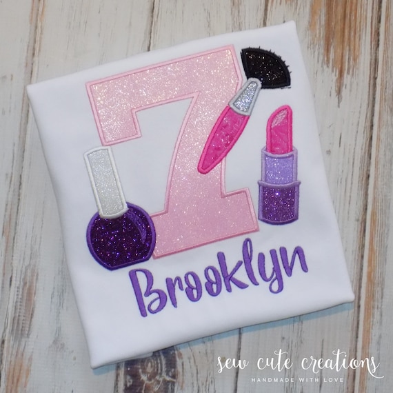 Spa Beauty birthday shirt, Makeup party outfit, Makeover Glam Squad, 4th 5th 6th 7th 8th 9th birthday, Sew cute creations Il_570xn