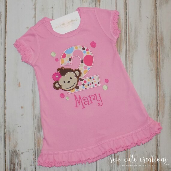 Mod Monkey Birthday dress - Monkey Birthday outfit - Girl Monkey dress - 1st 2nd 3rd birthday - Sew cute creations Il_570xn