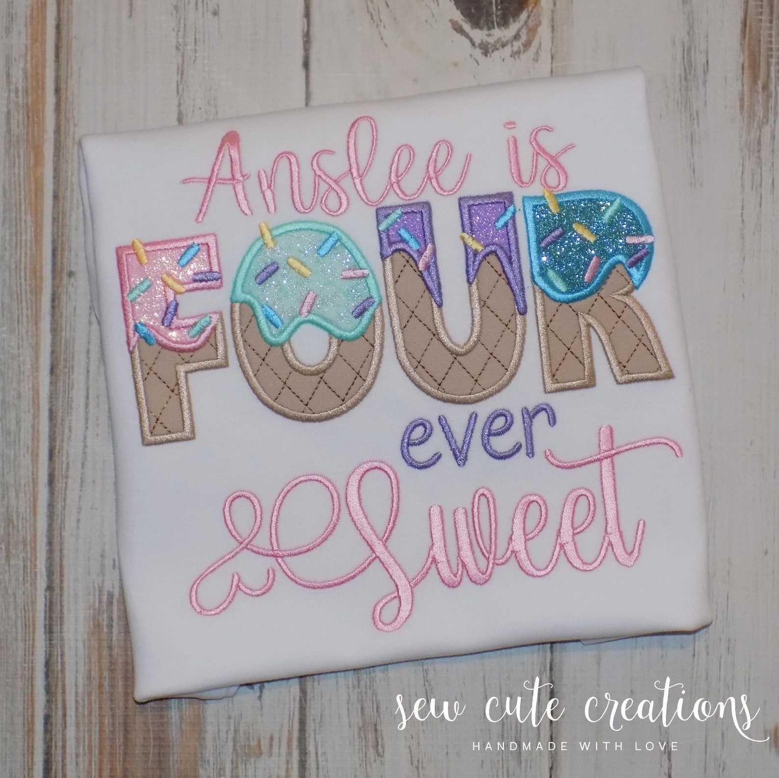 Four Ever Sweet Ice Cream Donut Birthday Shirt I Scream FOUR Etsy