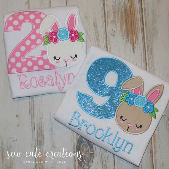 Bunny birthday shirt for girls - Girl Rabbit birthday outfit - Some bunny's Birthday - 2nd 3rd birthday - 4th birthday - Sew Cute Creations Il_570xn