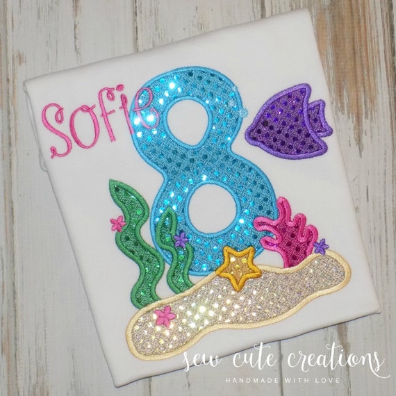 Under the Sea Birthday shirt boys or girls - Ocean Aquarium birthday outfit - 2nd 3rd birthday - 4th 5th 6thbirthday - sew cute creations Il_570xn