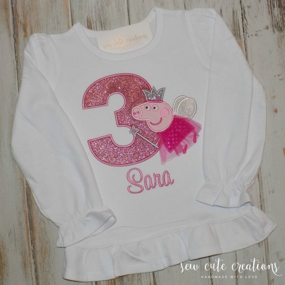 Peppa Pig Girl Birthday shirt - Peppa Pig birthday outfit - Peppa Pig Fairy outfit - Peppa pig party - Sew cute creations Il_570xn