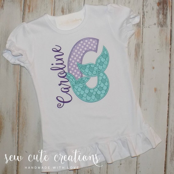 Mermaid Birthday Shirt - Mermaid birthday outfit - Mermaid Tail - Under the Sea - 2nd 3rd Birthday - 4th 5th birthday - sew cute creations Il_570xn