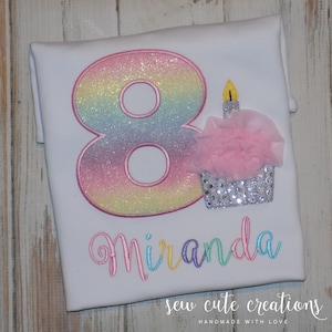 Cupcake girl birthday shirt, Pink Cupcake party outfit, 1st to 9th birthday, Sew cute creations