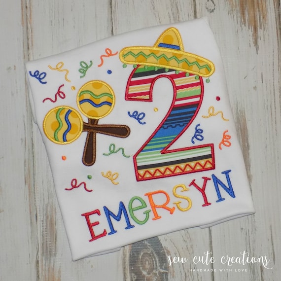 Mexican Fiesta birthday shirt for boy or girls - Fiesta birthday outfit - Taco Twosday - 1st birthday - 2nd birthday - Sew Cute Creations Il_570xn