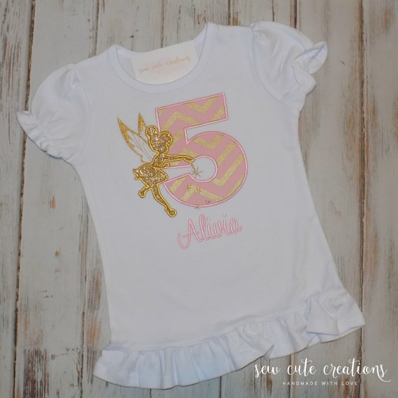 Tinkerbell Birthday Shirt Personalized - Tinkerbell birthday outfit - Fairy birthday shirt - Fairy Birthday outfit - Sew Cute Creations Il_570xn