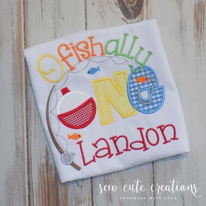 O Fish Ally One Fishing theme 1st Birthday Shirt for boys or girls, Custom Embroidered top, Sew Cute Creations
