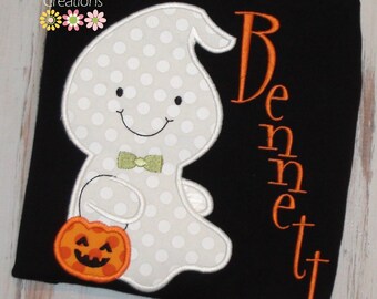 Halloween Boy Ghost shirt, Custom embroidered