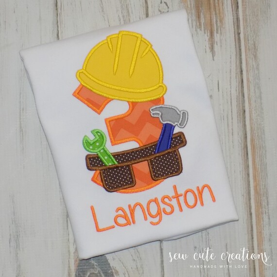 Construction Birthday shirt - Construction birthday outfit - Construction Tools shirt - 1st 2nd birthday - 3rd birthday - sew cute creations Il_570xn