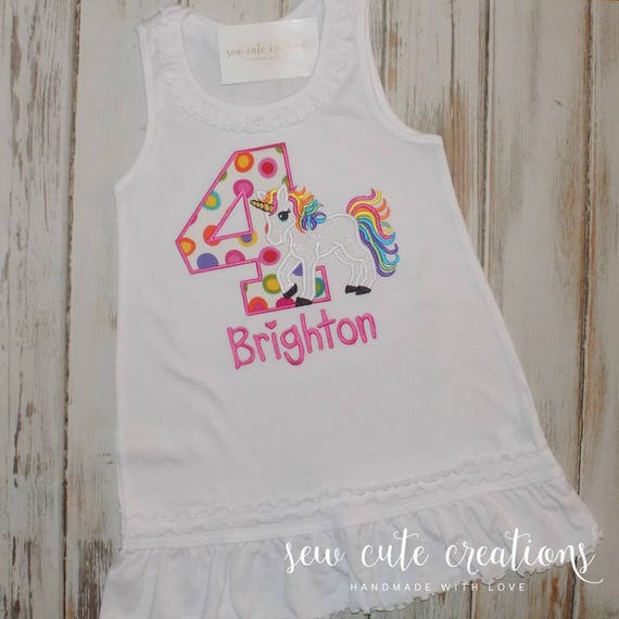 Unicorn birthday dress - Rainbow Unicorn birthday outfit - 2nd birthday - 3rd birthday - 4th birthday - 5th birthday - Sew Cute Creations Il_570xn
