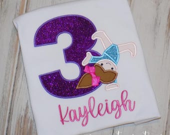 Gymnastics Birthday Shirt for girls, Custom Embroidered tee Ages 1st to 9th