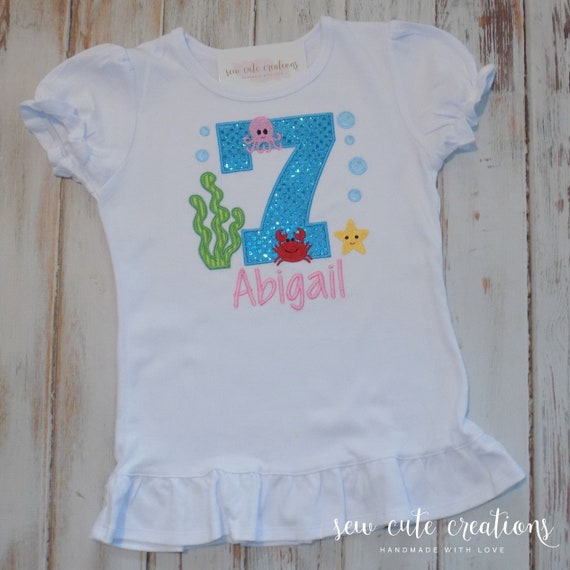 Under the Sea Birthday Shirt - Sea Creatures Birthday outfit - Aquarium - Pool party - 1st 2nd 3rd 4th 5th 6th birthday - sew cute creations Il_570xn